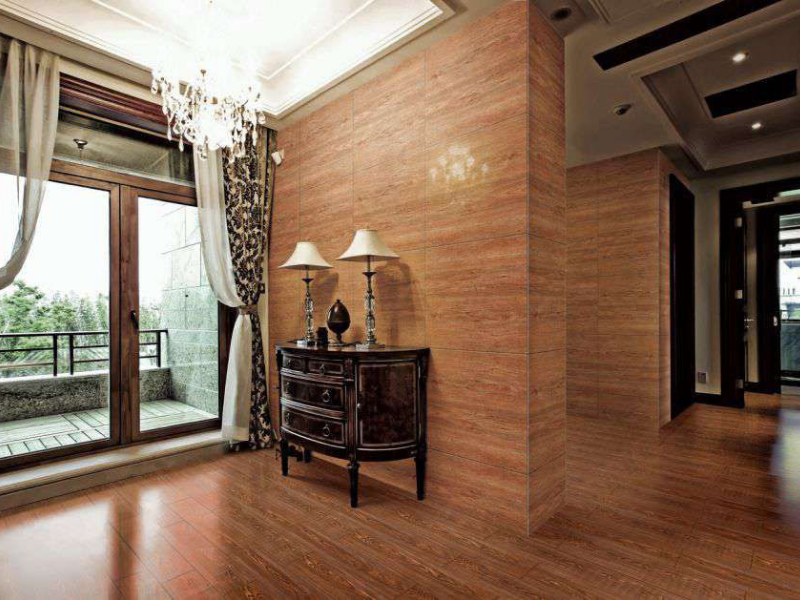 Gạch vân gỗ giúp phòng khách mộc mạc, giản dị hơn