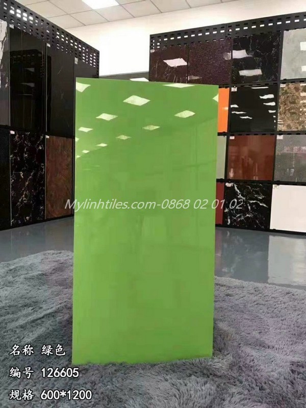 Gạch Trung Quốc 60x120 màu xanh siêu bóng kiếng