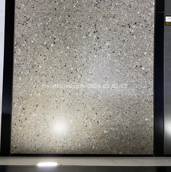 Gạch lát nền giả đá terrazzo màu xám 80x80