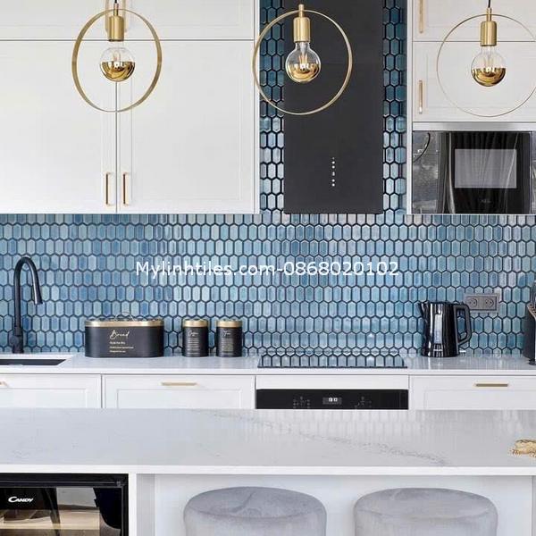 Gạch mosaic lục giác ốp bếp