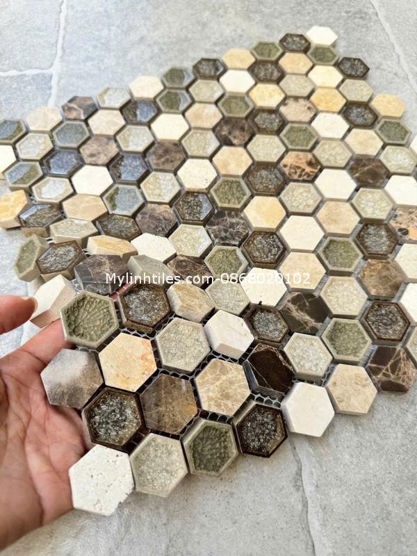 Gạch mosaic mix đá tự nhiên cao cấp