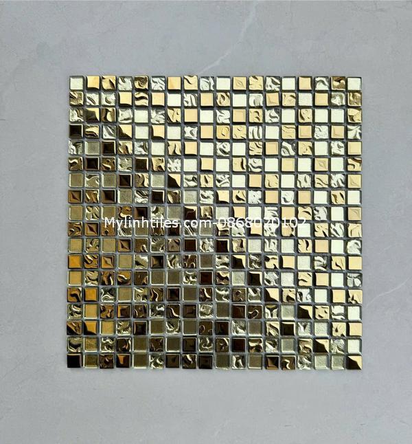 Gạch mosaic thủy tinh chip nhỏ màu vàng