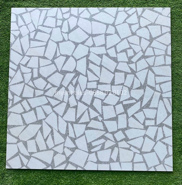 Gạch terrazzo 600x600 màu trắng hạt đá lớn