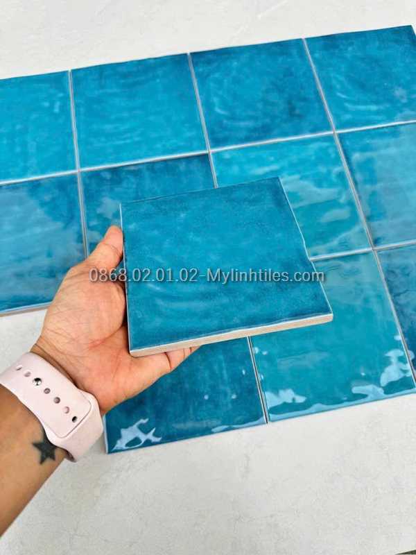 Gạch thẻ 120x120mm màu xanh