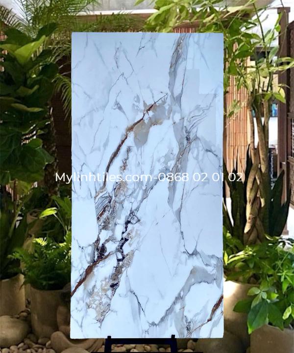 Gạch vân đá 80x160 ốp tường marble bóng gương