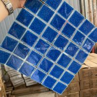 Gạch mosaic men rạn gốm màu xanh cao cấp
