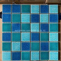 Gạch mosaic men rạn gốm màu xanh mix