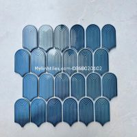 Gạch mosaic xanh dương hình vân tay cao cấp