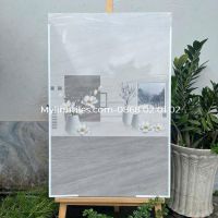 Gạch trang trí 30x60 phòng khách màu xám vân đá