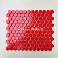 Gạch trang trí lục giác mosaic màu đỏ