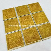 Gạch mosaic 10x10 men rạn màu vàng